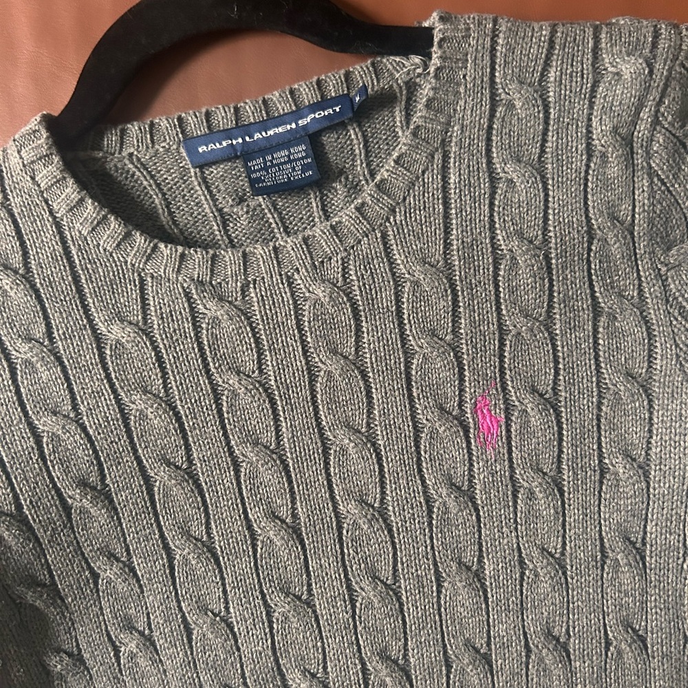 Vintage Ralph Lauren Gray Cable Knit Sweater